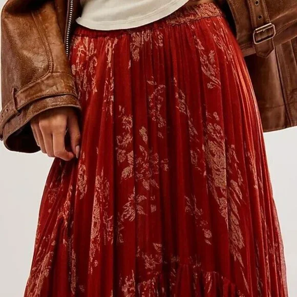 Free People Fp One Clover Printed Skirt Asymmetrical New XS